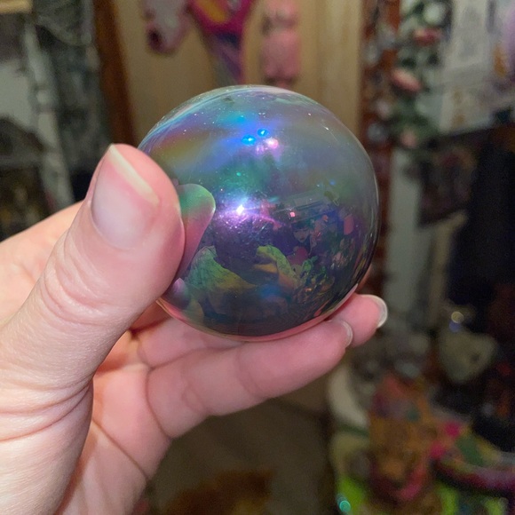 Aura sphere with druzy and pretty agate banding - Picture 5 of 15